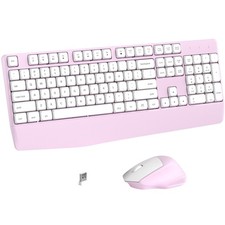 Links9+ Ergonomic Wireless Keyboard and Mouse Combo(Pink) picture