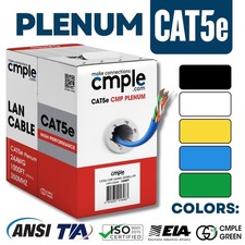 Cat5e Ethernet Cable 1000ft Plenum CMP Solid 24AWG UTP 350MHz Easy Pull Bulk picture