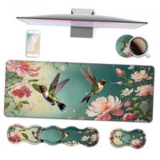 4 in 1 Ergonomic Keyboard Wrist Rest & Mouse Pad Wrist Rest Hummingbird Flowers picture