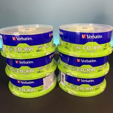 Verbatim 4x CD-RW 700MB 80min Lot of 6 25 Pack 95169 Rewritable Discs Sealed picture