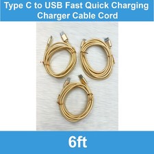 3 Pack 6ft Type C to USB Fast Quick Charging Charger Cable Cord Gold For Phone picture