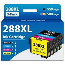 288XL Ink Cartridges for Epson XP-440 XP-340 XP-330 XP-434 (5PK, 2BK/C/M/Y) picture