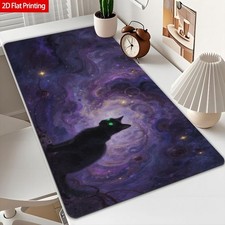 2D Flat Starry Galaxy Cat Rubber Mouse Pad Non-Slip Large Desk Mat for Home Of picture