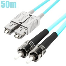 50M SC to ST UL OM4 Duplex 50/125 Multi Mode Fiber Optic Optical Cable 3mm Aqua picture