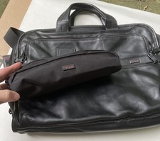 Tumi Alpha 2 OrganizerPortfolio Leather Brief 96108D2 Black And Wire Case picture