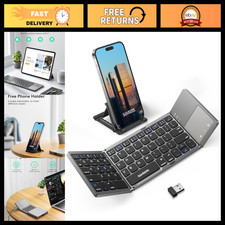 Foldable Bluetooth Keyboard with Touchpad, Ultra Slim Compact Design - Grey picture