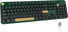 UBOTIE Dual Mode Colorful Wireless Keyboard, Bluetooth and USB Receiver Retro Ty picture