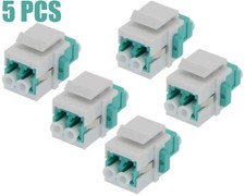 5 Pcs LC/UPC OM3 Duplex Multi Mode Fiber Optical Coupler Keystone Jack Aqua picture