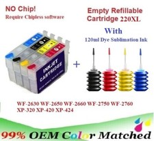 220XL No Chip Refillable Cartridge  with Sublimation Ink for WF-2760 WF-2630 picture