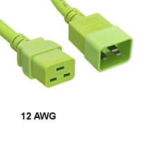 KNTK Green 6ft AC Power Cord IEC-60320 C19 to C20 12 AWG 20A 250V SJT Cable picture