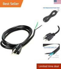 Replacement 6ft Power Cord 16AWG, NEMA 5-15 Plug for Heavy-Duty Appliances picture