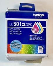 Genuine Brother LC501XL3PK Ink Cartridge 3-Pack LC501XL Cyan Y M Color Exp 2/29 picture
