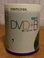 Memorex 100 Pack DVD+R 16X 4.7Gb 120 Minutes New Sealed Stack picture