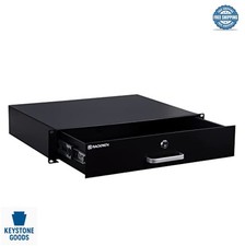 2U Rack Mount Drawer 19 Inch Steel Black Lock and Key for Server Cabinet DJ picture