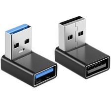 2 Pack Right Angle USB 3.0 Adapter 90 Degree Male to Female Extender for PC picture