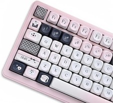 Pink and Black Keycaps,MOA Profile Cute Keycaps PBT Dye-Sub Kawaii Custom Ful... picture