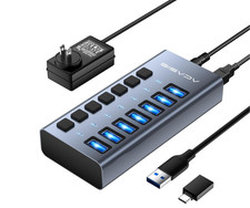 Concentrador USB 3.2 con Alimentación, 7 Puertos, 10Gbps, Aluminio, 24W. Nuevo picture