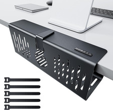 No Drill Under Desk Cable Management Tray Wire Organizer Clamp on 14 Inch Steel picture