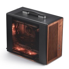 darkFlash WD200 Portable Micro-ATX PC Case – Premium Walnut Wood Design, High picture