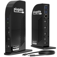 Plugable USB-C Triple Monitor Docking Station 13-in-1 100W Charging Black picture