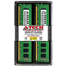 A-Tech 16GB 2x8GB PC3-10600E ECC Unbuffered UDIMM DDR3 1333MHz Server Memory RAM picture