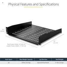 Universal 19” Server Rack Shelf - 50lb Capacity, Vented for Optimal Cooling picture