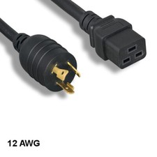 [Lot10] 15Ft Black High Voltage Power Cord NEMA L5-20P/IEC60320 C19 12AWG 20A/12 picture