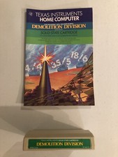 RARE VINTAGE Texas Instruments Demolition Division Video Game W Manual TI-99 4A picture