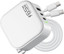 65W GaN USB C Charger 3-Port for MacBook iPhone iPad Galaxy Dell XPS –With Cable picture