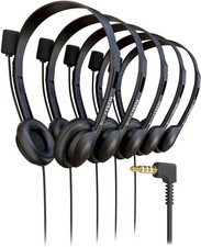 5 Pack Bulk Wired On-Ear Leather Headsets with Boom Microphone and 3.5mm Conn... picture
