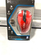 iHome Ergonomic Desktop Mouse Easy Sync, Nano Receiver (IH-M2010R) (Red), *NEW* picture