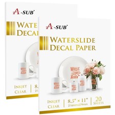 A-SUB Waterslide Decal Paper Inkjet Clear 8.5x11  Water Slide Transfer 40 Sheets picture