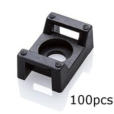100 Pack 22mm Cable Tie Mount Base Saddle Type Screw Wire Bundle Holder Black picture
