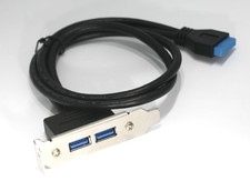 Low Profile USB 3 Panel Mount Dual Port 20 Pin Header Cable 1U 20Inch picture