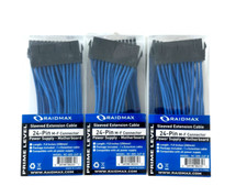 24-Pin M-F Power Supply-Motherboard Sleeved Extension Cable 9.8in *LOT OF 3* picture