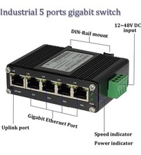 Mini Industrial 5-Port Gigabit Ethernet Switch  Hardened, 10/100/1000Mbps New picture