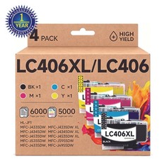 4Pk LC406XL Ink Cartridges fits for Brother 406 XL MFC-J4335DW J4345DW J5855DW picture