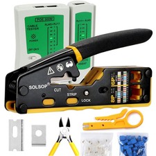 Solsop Pass Through RJ45 Crimp Tool Kit Ethernet Crimper picture