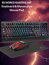 Rii Gaming Wired Keyboard 3 in 1 - Rainbow Backlit Keyboard + mouse + mouse pad picture