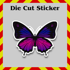 Pink & Blue Butterfly Sticker, Contour-Cut Vinyl Decal, Gloss/Holographic Option picture