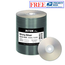 100 Pack Ritek Pro CD-R 52X 700MB Shiny Silver Lacquer Blank Recordable Disc picture