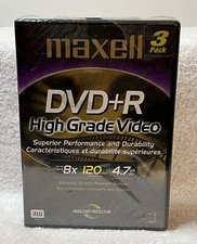 Maxell DVD+R Video 3 Pack Recordable/Scratch Resistant High Grade RW New/Sealed picture