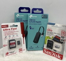 TP-LINK USB Gigabit Ethernet 2 Adapter & MiroSDHC 32GB 16GB Bundle See Photos picture