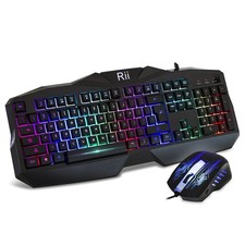 Gaming Keyboard and Combo,Rainbow Backlit USB Wired Computer Keyboard 104 Key... picture