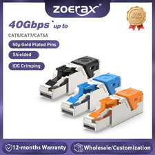 ZoeRax 10PCS Cat8 Cat7 Cat6A RJ45 Connector 40Gbps Shielded Ethernet Plug picture