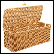 Natural Rattan Cable Management Box - Handwoven Cord Organizer for Desk picture