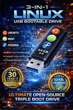 3-in-1 Linux USB Bootable Drive Ubuntu Mint Fedora 64-Bit Live Install PC picture