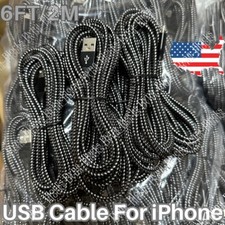 Bulk Lot Braided USB Cable 6ft For iPhone 14/13/12/11/X/8/7/6/5 Fast Charge Cord picture