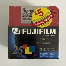 Fujifilm 3.5 Floppy Disks 2HD 1.44MB 25 Pack Color Disks IBM PC Formatted Sealed picture