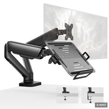 monTEK Dual Arm 2-in-1 Desk Mount,Laptop & Monitor,Fits 12–18
